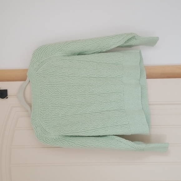 Mint green cable knit sweater - Picture 2 of 5